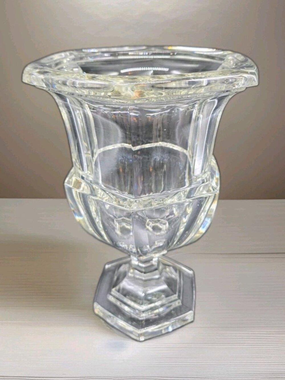 Tiffany & Co. Heavy Crystal 10" Vase of Campana Form Boho Glam Elegant Wedding